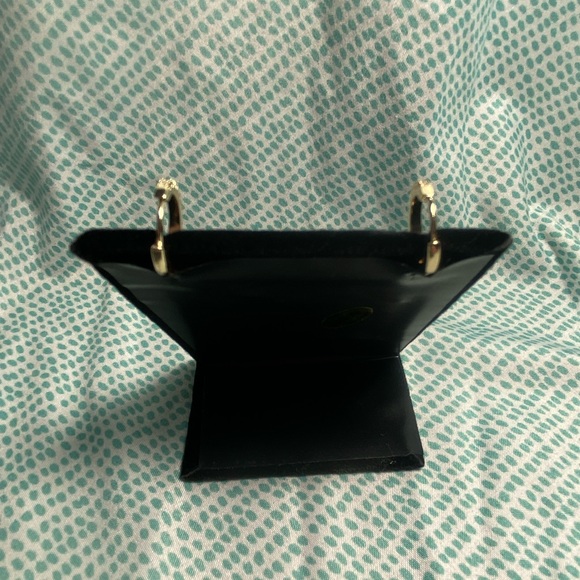 Sterling Silver Hoop Triangle Evil Eye Earrings - Picture 3 of 3